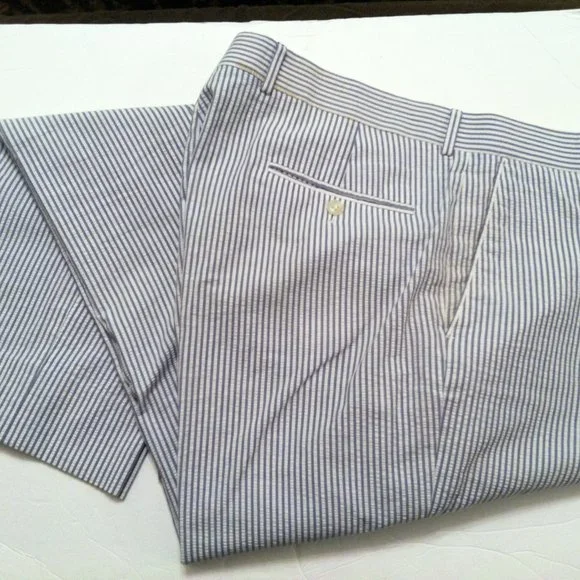 HASPEL MEN'S PRE-OWNED 100%COTTON SEERSUCKER CASUAL PANTS SIZE: 38/33 - Picture 3 of 6